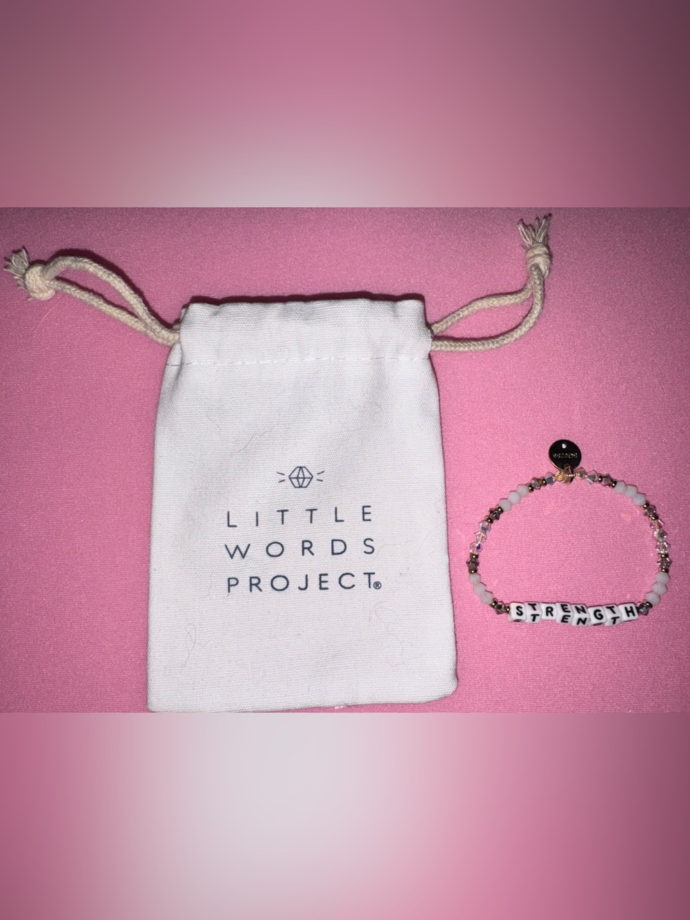 Little Words Project "Strength" Pink Beaded Bracelet